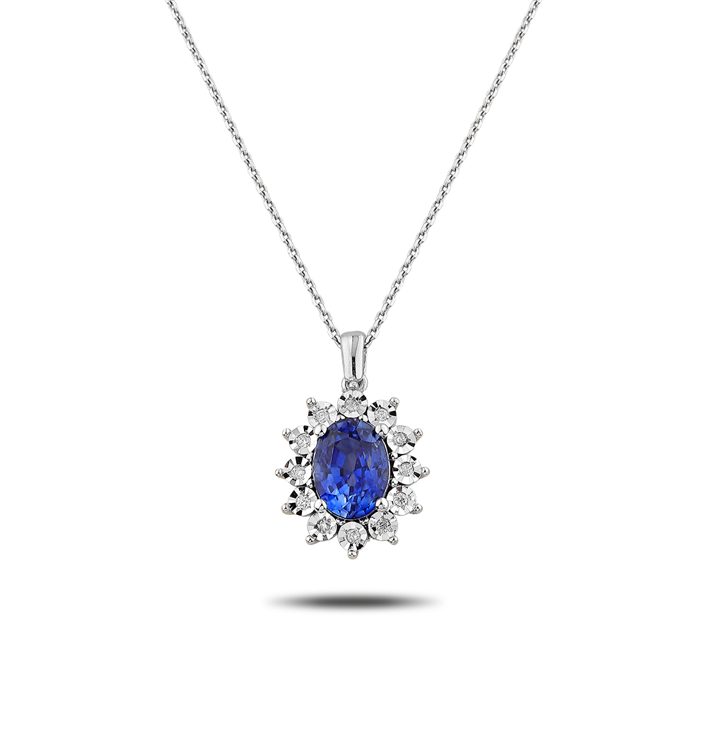 1,67 Karat Pırlantalı Natural Safir Takım